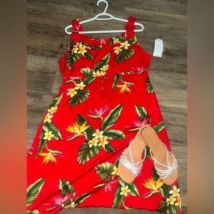 Tropical Red Floral Dress